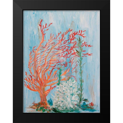 Painterly Coral I Black Modern Wood Framed Art Print by Brewington, Olivia