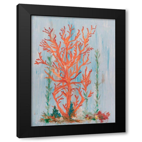 Painterly Coral II Black Modern Wood Framed Art Print with Double Matting by Brewington, Olivia