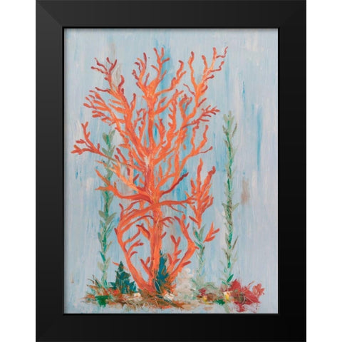 Painterly Coral II Black Modern Wood Framed Art Print by Brewington, Olivia