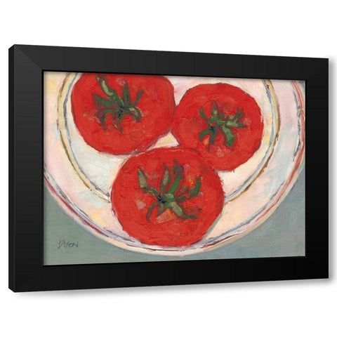 Plate with Tomato Black Modern Wood Framed Art Print by Dixon, Samuel