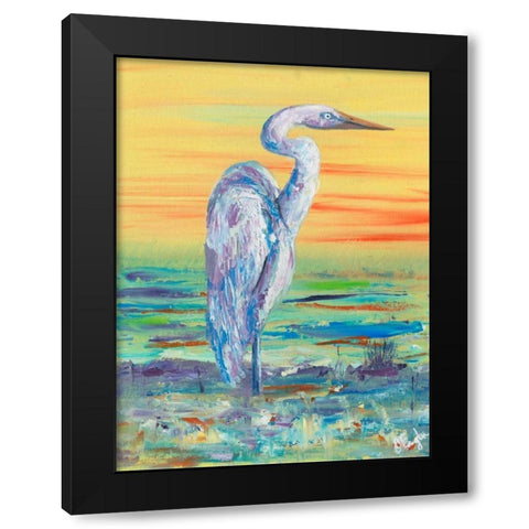 Egret Sunset I Black Modern Wood Framed Art Print with Double Matting by Brewington, Olivia