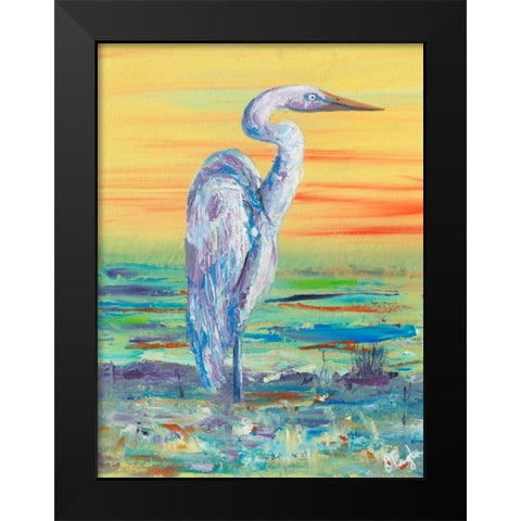 Egret Sunset I Black Modern Wood Framed Art Print by Brewington, Olivia