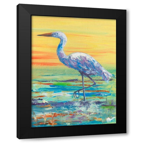 Egret Sunset II Black Modern Wood Framed Art Print by Brewington, Olivia