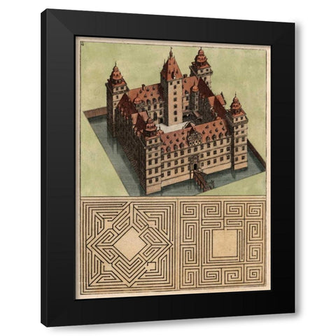 Castle and Maze II Black Modern Wood Framed Art Print with Double Matting by Unknown