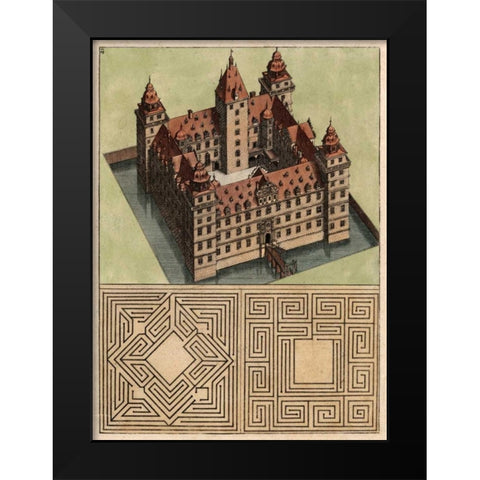 Castle and Maze II Black Modern Wood Framed Art Print by Unknown