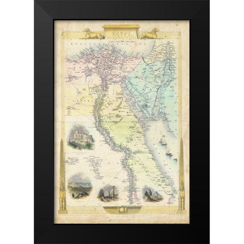Vintage Map of Egypt Black Modern Wood Framed Art Print by Rapkin, J.