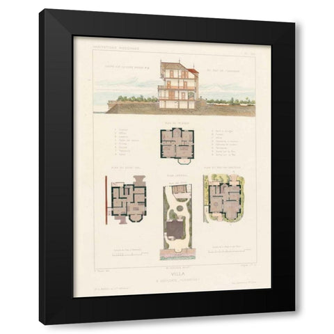 Habitations Modernes V Black Modern Wood Framed Art Print with Double Matting by Morel, A.