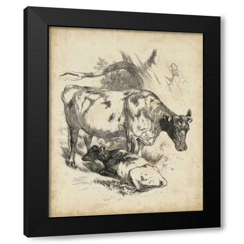 Pastoral Sketch I Black Modern Wood Framed Art Print by Unknown