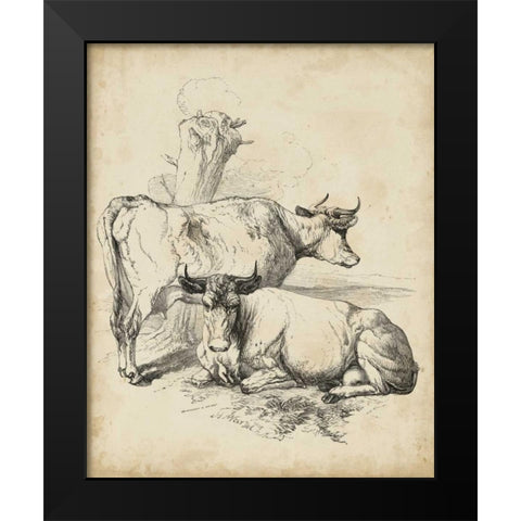 Pastoral Sketch III Black Modern Wood Framed Art Print by Unknown
