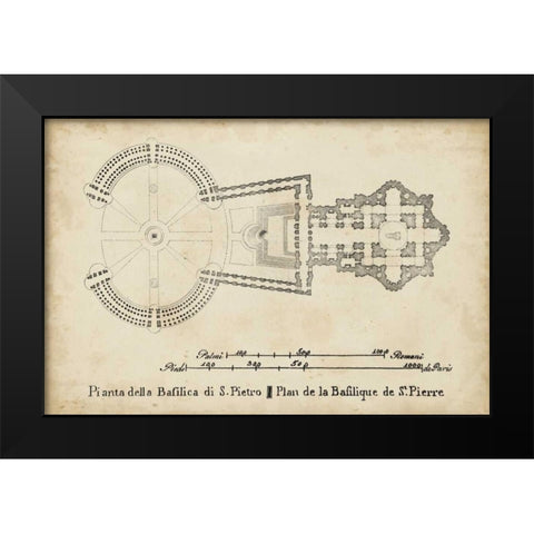 Plan for St. Peters Basilica Black Modern Wood Framed Art Print by Unknown