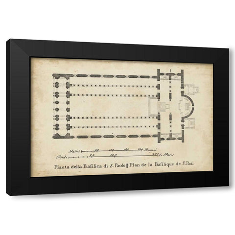 Plan for the Basilica at St. Pauls Black Modern Wood Framed Art Print by Unknown