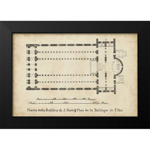 Plan for the Basilica at St. Pauls Black Modern Wood Framed Art Print by Unknown