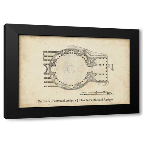 Plan for the Pantheon Black Modern Wood Framed Art Print with Double Matting by Unknown