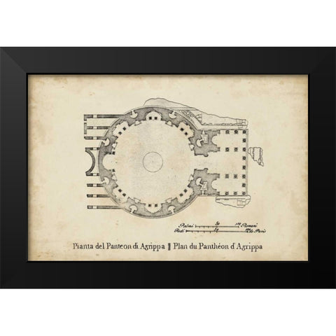 Plan for the Pantheon Black Modern Wood Framed Art Print by Unknown