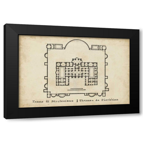 Plan for the Baths of Diocletian Black Modern Wood Framed Art Print by Unknown