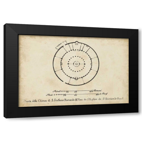 Plan for St. Stephens Rotunda Black Modern Wood Framed Art Print by Unknown