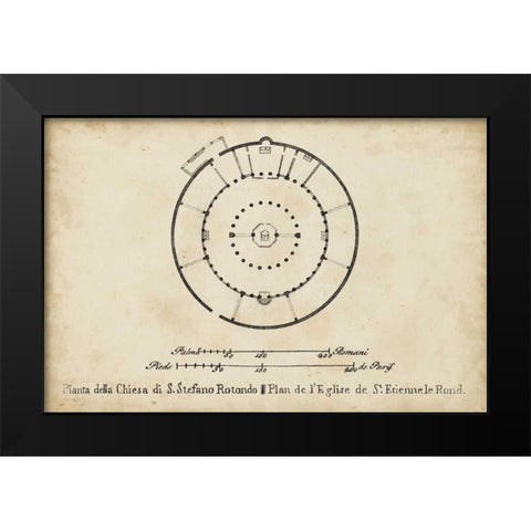 Plan for St. Stephens Rotunda Black Modern Wood Framed Art Print by Unknown