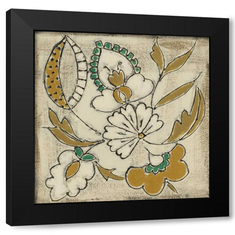 Earthenware Floral V Black Modern Wood Framed Art Print with Double Matting by Zarris, Chariklia