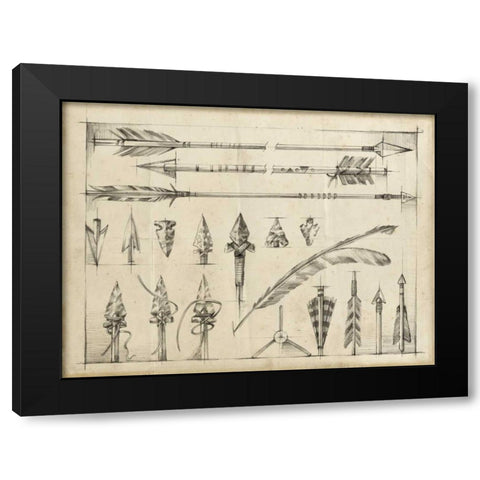 Arrow Schematic I Black Modern Wood Framed Art Print by Harper, Ethan