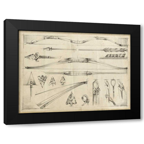 Arrow Schematic II Black Modern Wood Framed Art Print by Harper, Ethan