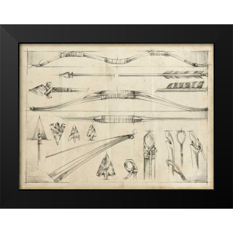 Arrow Schematic II Black Modern Wood Framed Art Print by Harper, Ethan