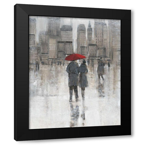 Rain in The City I Black Modern Wood Framed Art Print by OToole, Tim