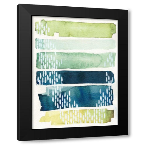 Aqua Streak II Black Modern Wood Framed Art Print with Double Matting by Popp, Grace