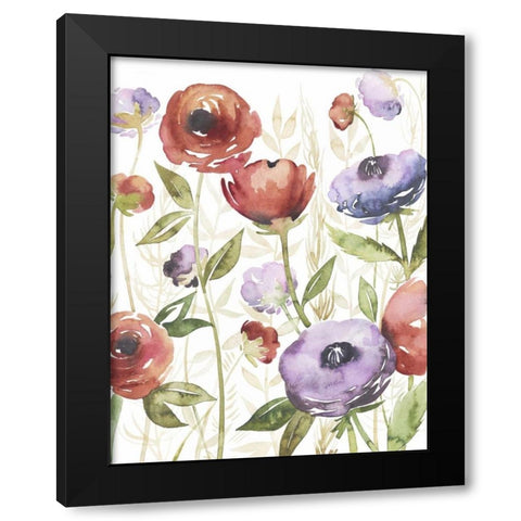 Jeweltoned Blossoms I Black Modern Wood Framed Art Print with Double Matting by Popp, Grace