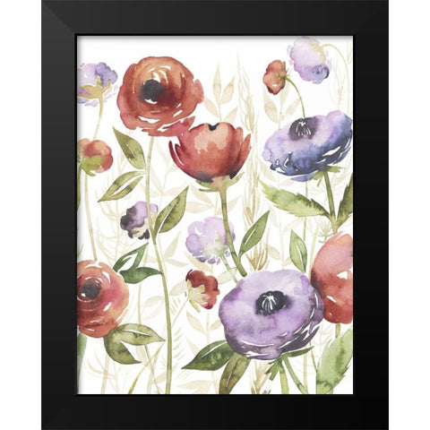 Jeweltoned Blossoms I Black Modern Wood Framed Art Print by Popp, Grace