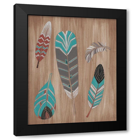 Driftwood Feathers I Black Modern Wood Framed Art Print by Vess, June Erica