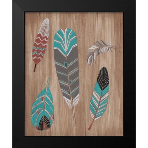 Driftwood Feathers I Black Modern Wood Framed Art Print by Vess, June Erica