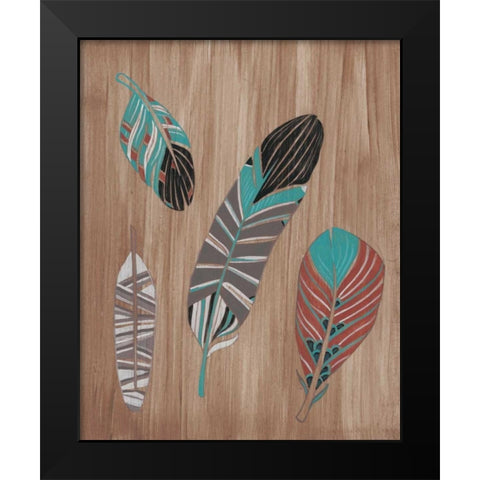 Driftwood Feathers II Black Modern Wood Framed Art Print by Vess, June Erica