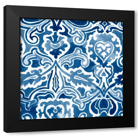 Watercolor Indigo IV Black Modern Wood Framed Art Print with Double Matting by Vess, June Erica