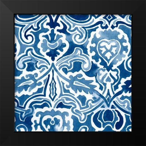 Watercolor Indigo IV Black Modern Wood Framed Art Print by Vess, June Erica