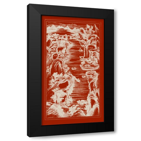 Chinese Birds-eye View in Red I Black Modern Wood Framed Art Print with Double Matting by Vision Studio