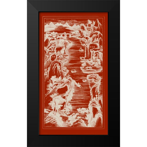 Chinese Birds-eye View in Red I Black Modern Wood Framed Art Print by Vision Studio