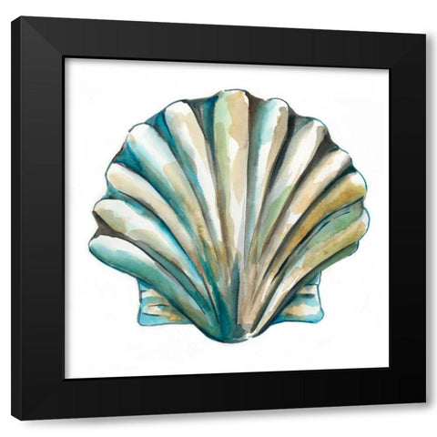 Aquarelle Shells VI Black Modern Wood Framed Art Print with Double Matting by Zarris, Chariklia
