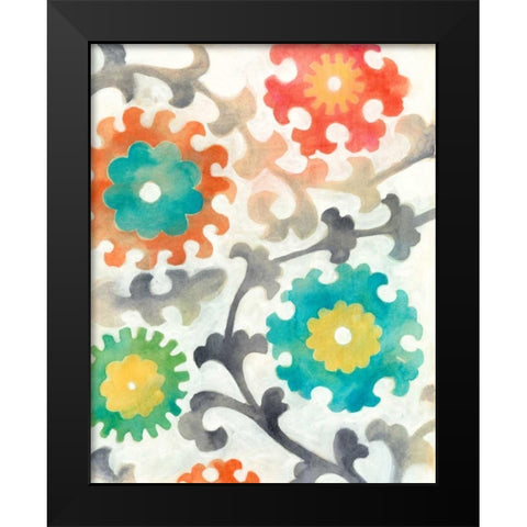 Batik Suzani I Black Modern Wood Framed Art Print by Zarris, Chariklia