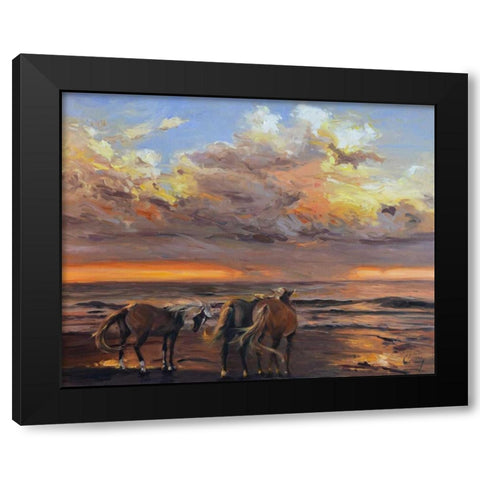 Threes a Crowd Black Modern Wood Framed Art Print with Double Matting by Larivey, Chuck