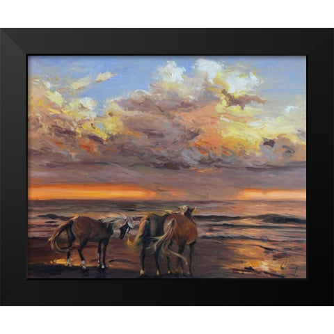 Threes a Crowd Black Modern Wood Framed Art Print by Larivey, Chuck