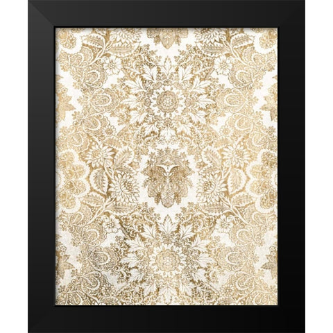 Baroque Tapestry in Gold I Black Modern Wood Framed Art Print by Vision Studio