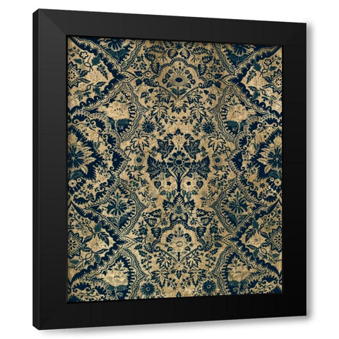 Baroque Tapestry in Aged Indigo I Black Modern Wood Framed Art Print with Double Matting by Vision Studio