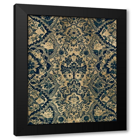 Baroque Tapestry in Aged Indigo I Black Modern Wood Framed Art Print by Vision Studio
