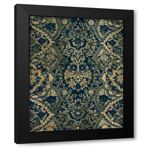 Baroque Tapestry in Aged Indigo II Black Modern Wood Framed Art Print with Double Matting by Vision Studio