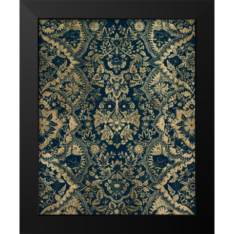 Baroque Tapestry in Aged Indigo II Black Modern Wood Framed Art Print by Vision Studio