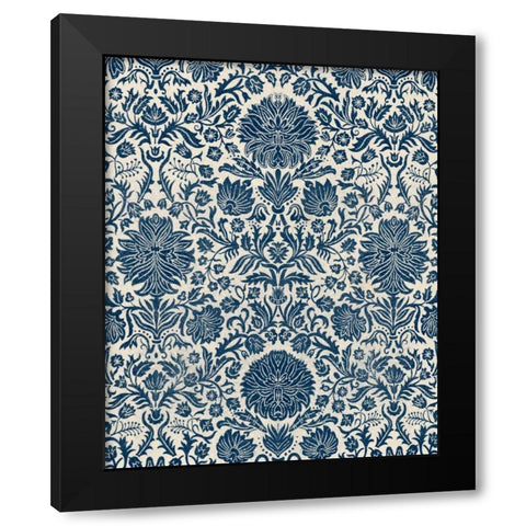 Baroque Tapestry in Navy I Black Modern Wood Framed Art Print with Double Matting by Vision Studio