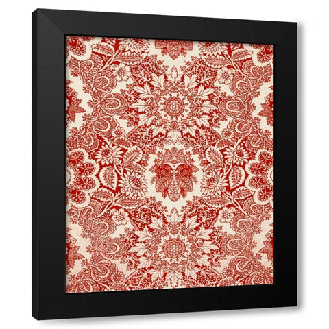 Baroque Tapestry in Red I Black Modern Wood Framed Art Print with Double Matting by Vision Studio