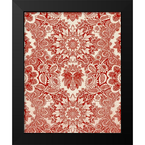 Baroque Tapestry in Red I Black Modern Wood Framed Art Print by Vision Studio