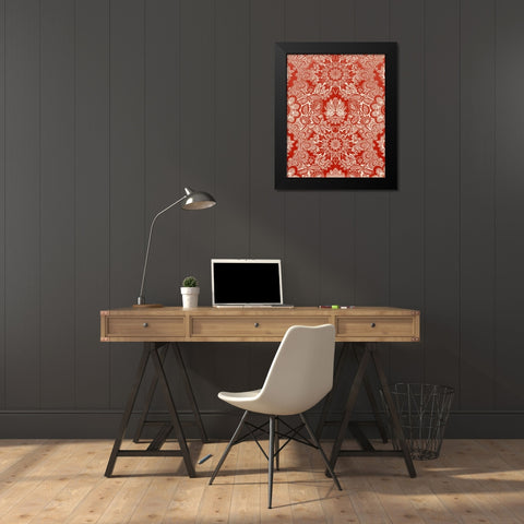 Baroque Tapestry in Red II Black Modern Wood Framed Art Print by Vision Studio