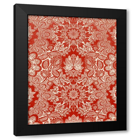 Baroque Tapestry in Red II Black Modern Wood Framed Art Print by Vision Studio